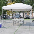 Flash Furniture White Pop Up Canopy Tent and Folding Bench Set JJ-GZ10103-WH-GG